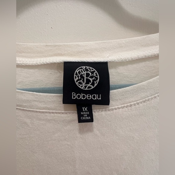 Bobeau Cream Peplum Top 100% Cotton Soft Casual Flowy Blouse 1X - Picture 3 of 5